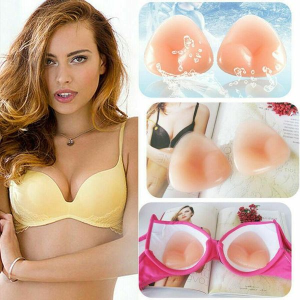 

2019 new removable insert silicone gel bra triangle pads enhancer bikini swimsuit push-up padded transparent pink1, Red;black