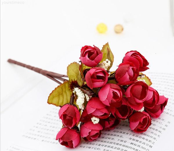 

european style artifical mini garden buds silk flowers camellia flower fence u0249