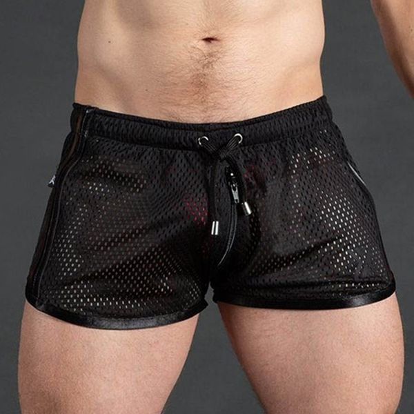 Männer Shorts Casual Gym Fitness Training Shorts Sexy Mesh Atmungsaktive Sport Strand Badehose Männliche Kleidung Neue Bequeme Y200901