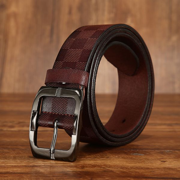 

2021 cow genuine leather luxury strap male belts for men new fashion vintage pin buckle belt cinturones ssp1, Black;brown