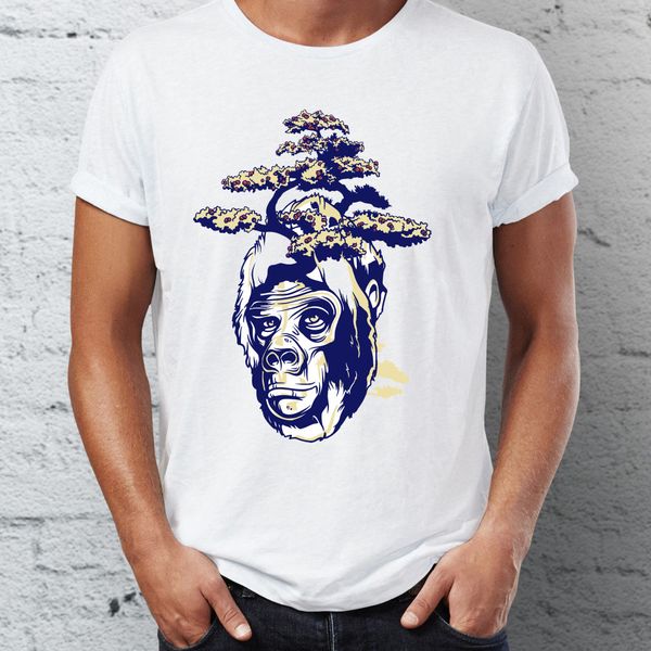 

men's t shirt gorilla head with cherry blossom tree awesome nature tee sport hooded sweatshirt hoodie