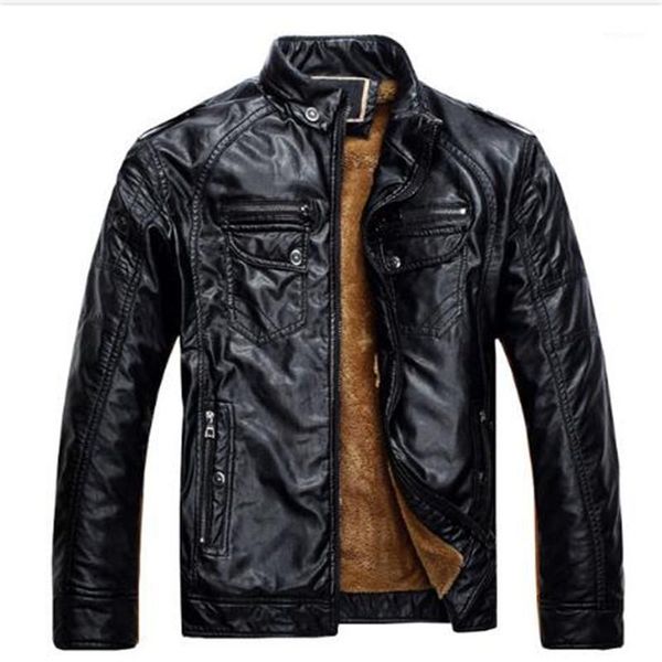

pu faux casual man jackets men leather jacket male coats winter warm velvet hombre korean moto motorcycle outerwear1, Black;brown