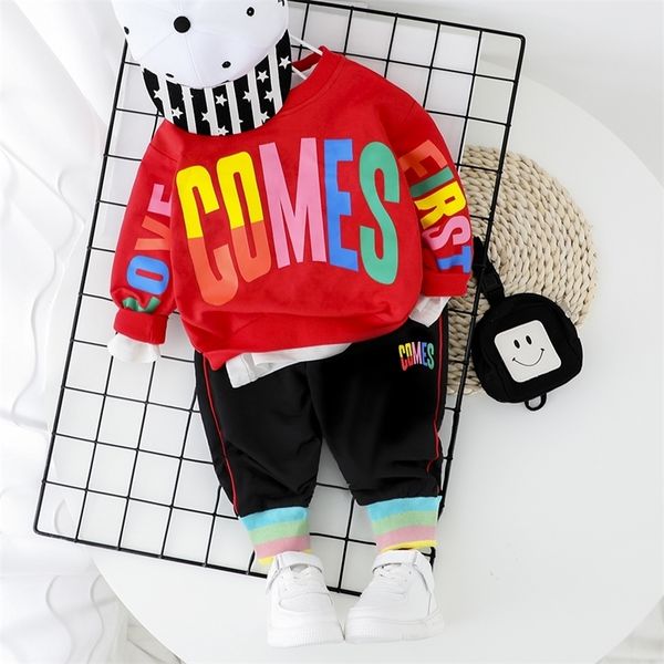 

fashion baby boy clothing set letter t-shirt + pant 2020 new toddler boys spring autumn outwear 1 2 3 4 year lj201203, White