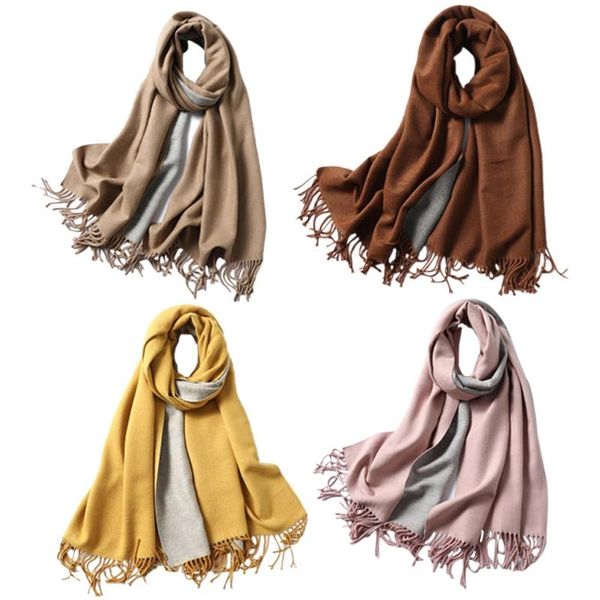 

cashmere scarf ladies shawl scarf blanket solid color double-sided thin soft, Blue;gray