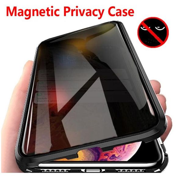 

anti-peeping magnetic double-sided glass case for iphone 11 12 pro xs xr x se max shell for iphone bbyktt