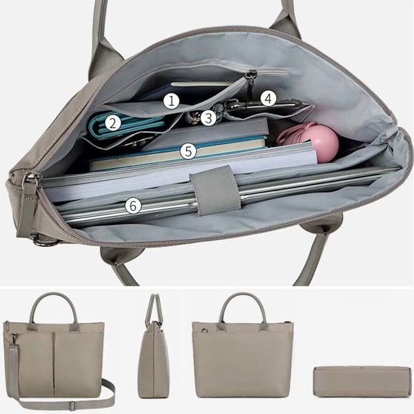 

women handbag large capacity business briefcase for documents lapbags female crossbody computer bag 13 14 15 inch