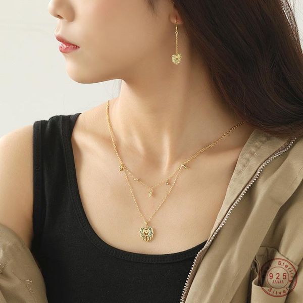 

chains 925 sterling silver simple and small leaf pendant double necklace female creative casual jewelry accessories friendship gift