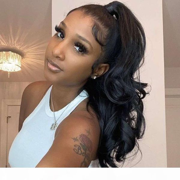 

long hair celebrity ponytail 140g natural human hair extension clip in wet and wavy drawstring human brazilian remy hair 8a grade, Black