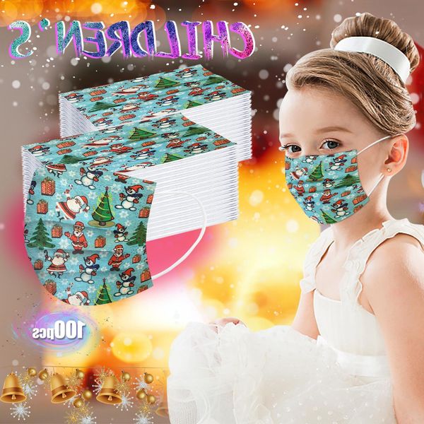 

children disposable industrial 100pcs face children's breathing new christmas print 3ply ear loop mouth mask d3