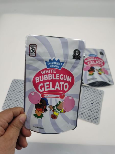 

white bubblegum gelato ziplock pouch childproof bags sf california 3.5-7g mylar bags sqccdb home_hot