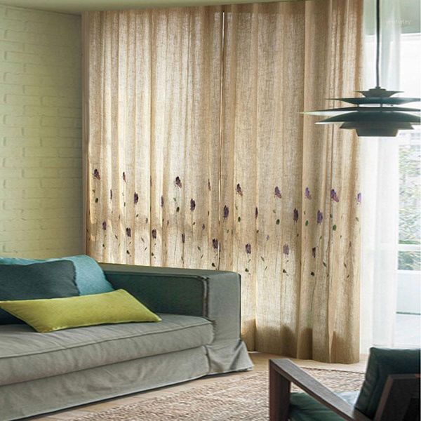 

curtain & drapes american style linen fabric curtains for living room embroidered rose bedroom window hook1