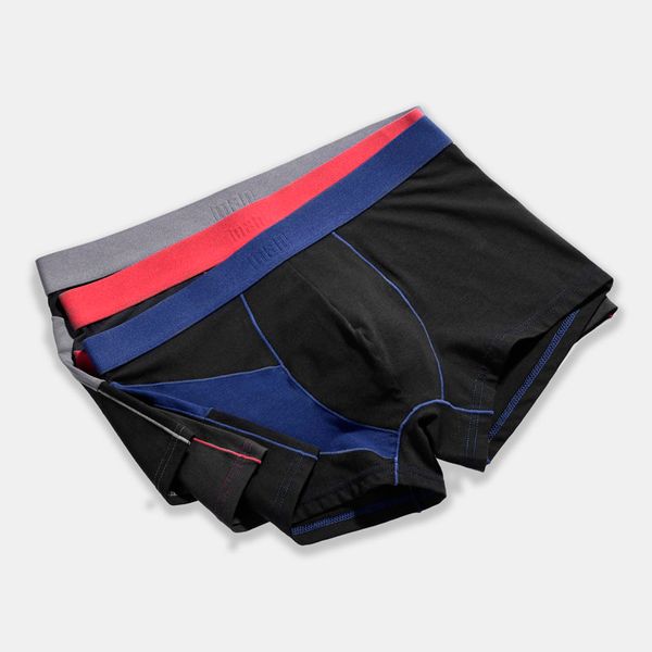 

male contrast color mid-rise cotton seamless boyshort men's panties underwear men boxer shorts s-3xl mix color 6pcs/lot c515, Black;white