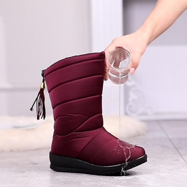 

2020 winter boots women winter shoes mid-calf waterproof snow boots wedges warm fur female shoes woman footwear chaussures1, Black