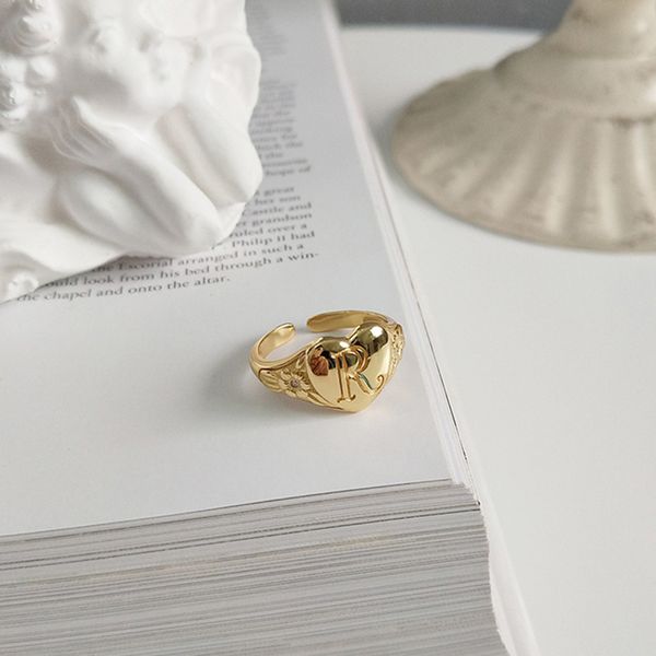 

peri'sbox minimalist heart letter r stacking rings for women 925 sterling sliver adjustable rings chic layered ring boho jewelry 201110, Silver