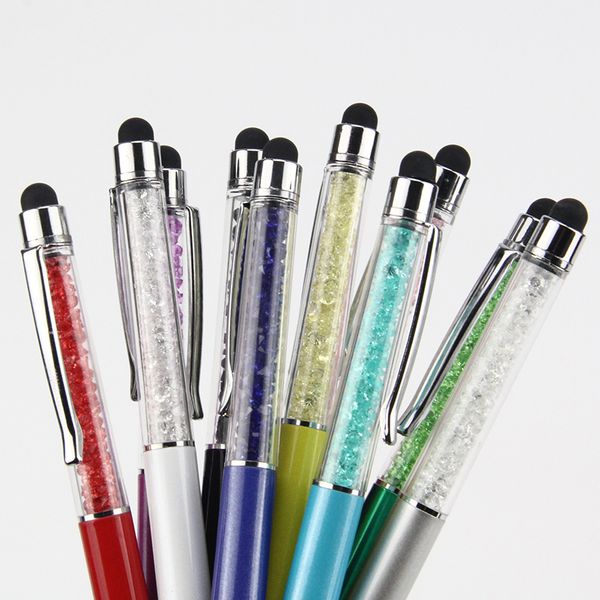 Crystal Diamond 2 em 1 Capacitivo Touch Screen Stylus Pens + Caneta Point Ball para Tablet PC Mobile Phone