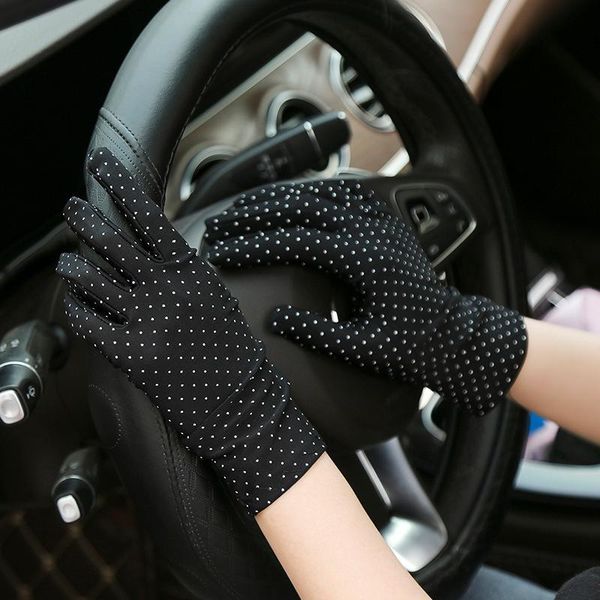 

ladies summer sunscreen gloves ultra thin breathable spot short driving gloves high elasticity etiquette gloves fashion bbyetm alice_bag, Black