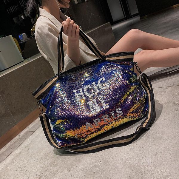 

2020 new tide korean fashion sequin letter tote bag wild personality handbag shoulder bag
