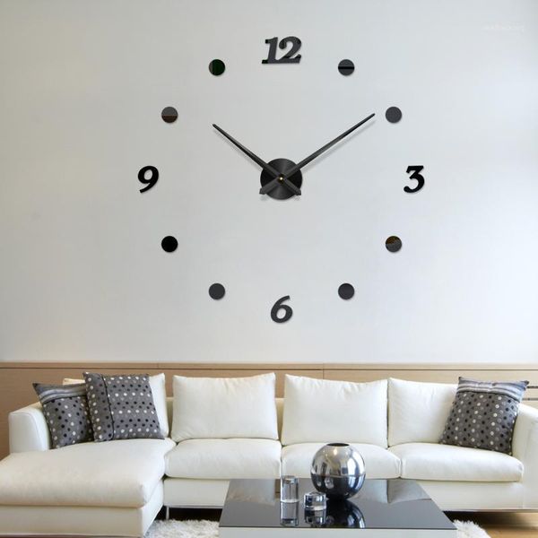 

wall clocks creative round diy mirror clock stickers home decor living room silent study bedroom stereo decor1