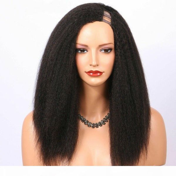 

italian yaki u part wig brazilian human hair u part wigs for black women kinky straight lace front wig african american, Black;brown
