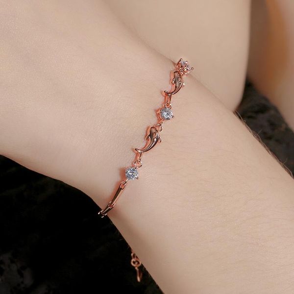 

dara 2021 new fashion dolphin shaped bracelet with crystals for women, Black