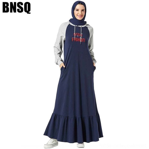 

hdvwh pc6no bodywear hooded contrast embroidered stitched lettered pocket dress (without body dress headscarf) 9306, Black;gray