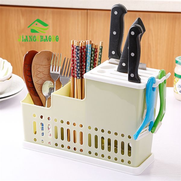 Jiangchaobo multifuncional pauzinhos de plástico drenagem chopsticks tubo de cozinha titular de faca de cozinha tither cutlery home hollsticks titular Y200429