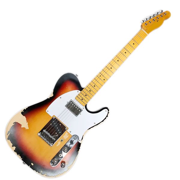 

three colors 6 strings relic electric guitar with maple fretboard,white pickguard