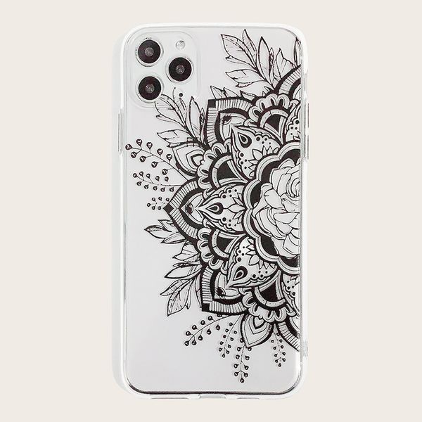

окрашенная линия цветочный узор мобильный телефон для 6/7 / 8 / xs / 11tpu прозрачный мягкий чехол