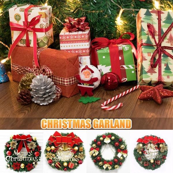 

garland arrangement christmas ornament christmas wreath decorative wreath 30cm bow decoration decoracion hogar1