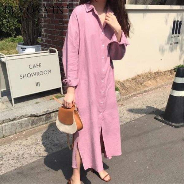 

casual dresses tvvovvin easy shirt dress urban leisure single breasted long fund loose form lazy style cotton and linen l262, Black;gray