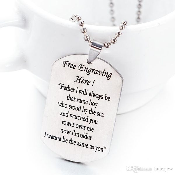 

stainless steel necklace family engraved necklace, Silver