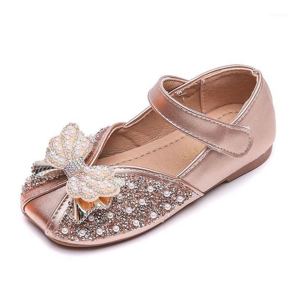 

girls leather shoes kids dress shoes for wedding party dancing children' rhinestone pearls beading with bow-knot new cute1, Black;grey