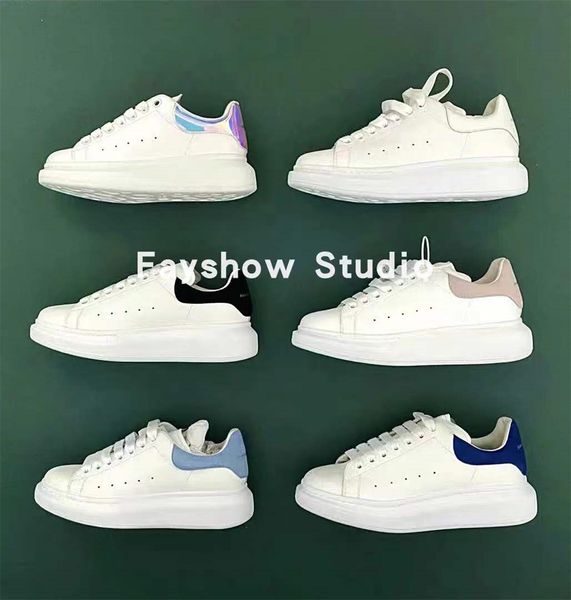 

[with box] fashion men shoe designer women leather lace up platform oversized sole sneakers white black mens womens luxury velvet suede casu