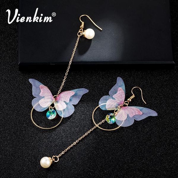 

maxx new retro asymmetric butterfly имитация жемчуга сгибается серьги длинный раздел крыльев и уха мода еврей wmtdit, Silver