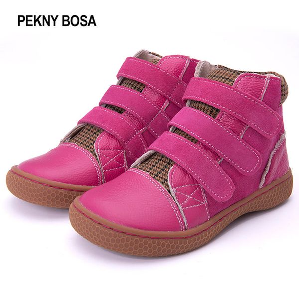 

pekny bosa children shoes boots boys girls genuine leather ankle-boots toddler kids rubber soft thin bottom barefoot shoes 25-35 lj201027, Black;grey