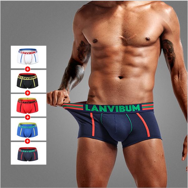 

lanvibum men underwears cotton mens underwears boxers hit color mens letter print breathable underwears designer men's underwear briefs, Black;white