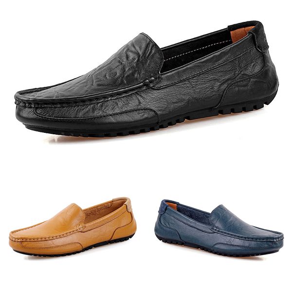 

non-brand men peas shoes leather casual fashion breathable blue black brown lazy soft bottom overshoes mens shoes size 38-44