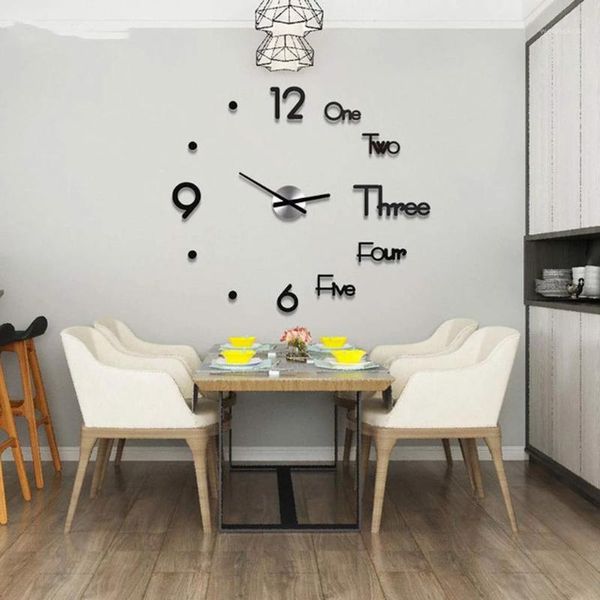

wall clocks 3d modern clock sticker acrylic diy watch home living room decoration1
