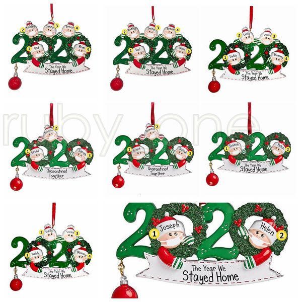

christmas tree hanging ornament 2020 family of 2 3 4 5 santa claus pendant diy name benediction ornament xmas party decorations rra3564v2ld