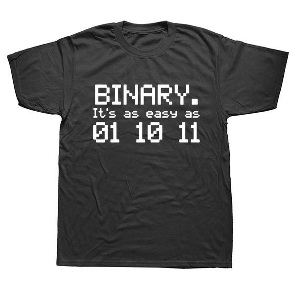 

t shirt novelty funny men crew neck binary easy as 01 10 11 nerd geek computing science short-sleeve t shirt, White;black