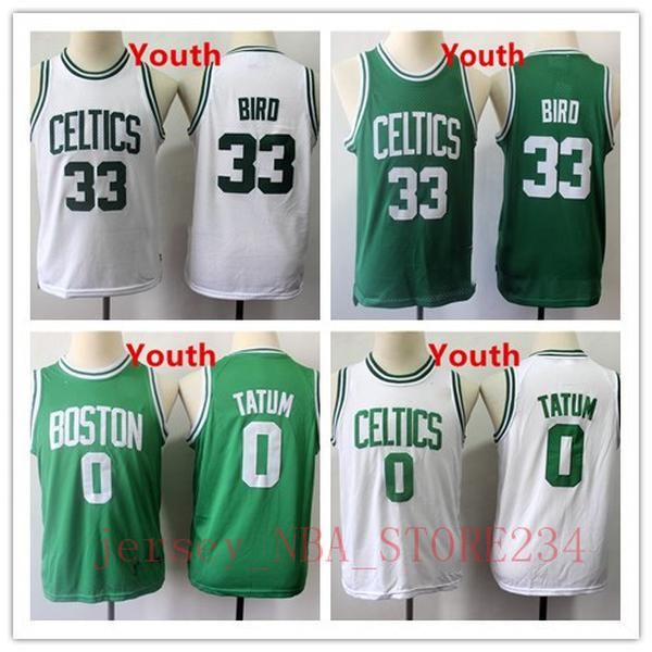 

дети ретро город джерси издание ванкувер бостон celtics 0 jayson tatum 33 ларри птица баскетбол майки зеленый, Black;red