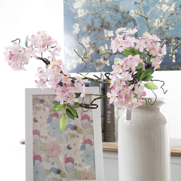 

1pc artificial cherry blossoms short tree branches sakura cherry diy wedding arch decoration fake flowers party decor wreath1