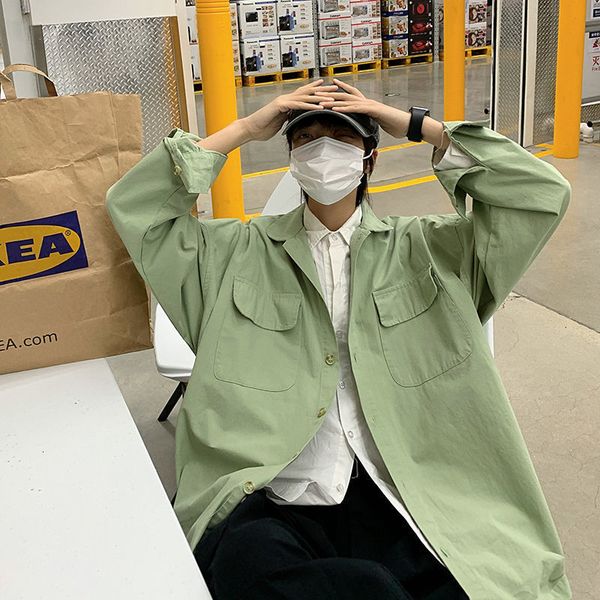 

2021 new privathinker men's casual oversize jackets coat 2021 solid color man shirt coats korean streetwear km30, Black;brown