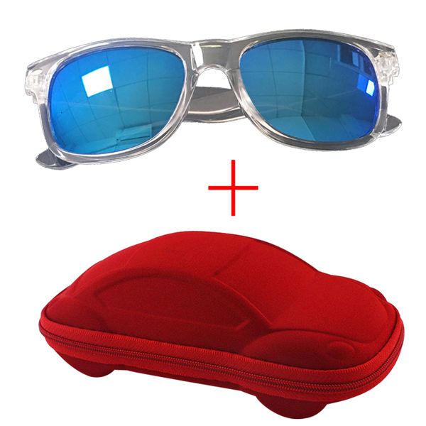 

new oval children's sunglasses case mirror glasses for girl boy kids sunglasses with box clear frame goggles uv400 gafas de sol, White;black