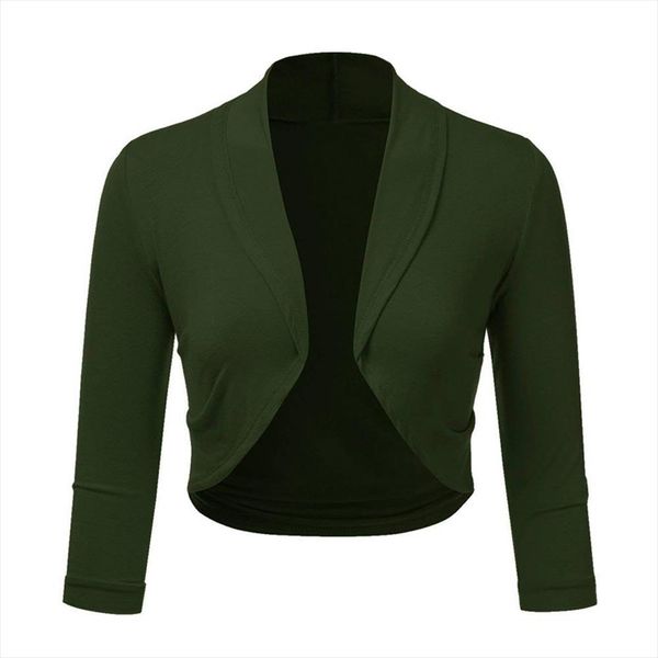 

2020 женщины solid короткой shrug кардиган открытого фронт с длинным рукавом boler мини делопроизводство обрежется кардиган свитер женщины ж, White;black