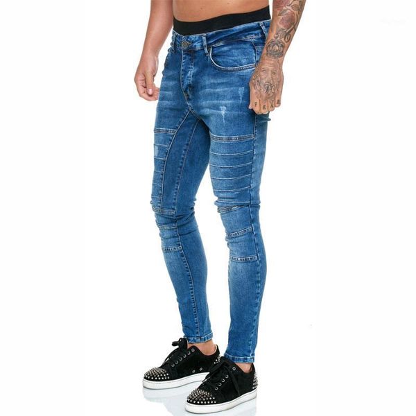

new mens ripped biker jeans homme men's motorcycle slim black blue moto denim skinny pants ripped jeans1