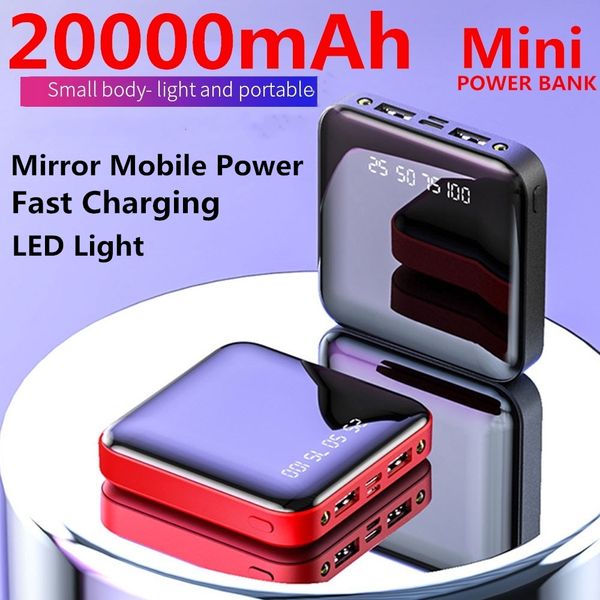 

20000mah power bank портативный зарядка poverbank мобильный телефон led зеркало back power bank внешняя батарея powerbank бесплатная доставк