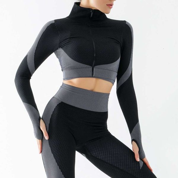 

t new women's waist pants, high elastic fitness suit, running and hip lifting seamless yoga suit, Black