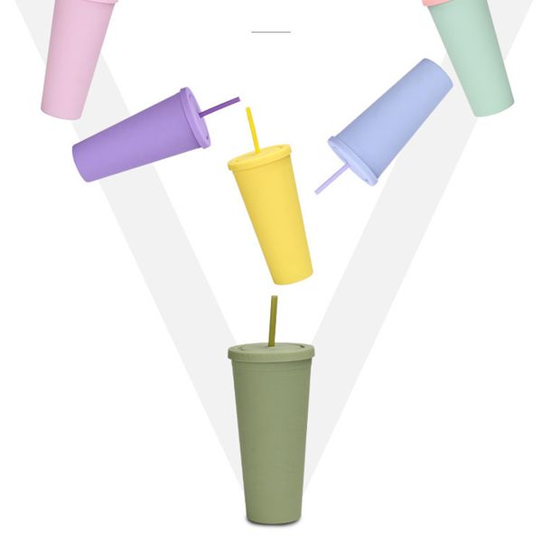 

700ml reusable creative mug cups plastic tumbler with lid multi color straw cup christmas gift christmas special new year party