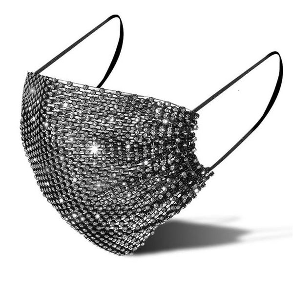 

female mask fashion gliter designer men women face facemask with drill sun protection bling masks summer decor